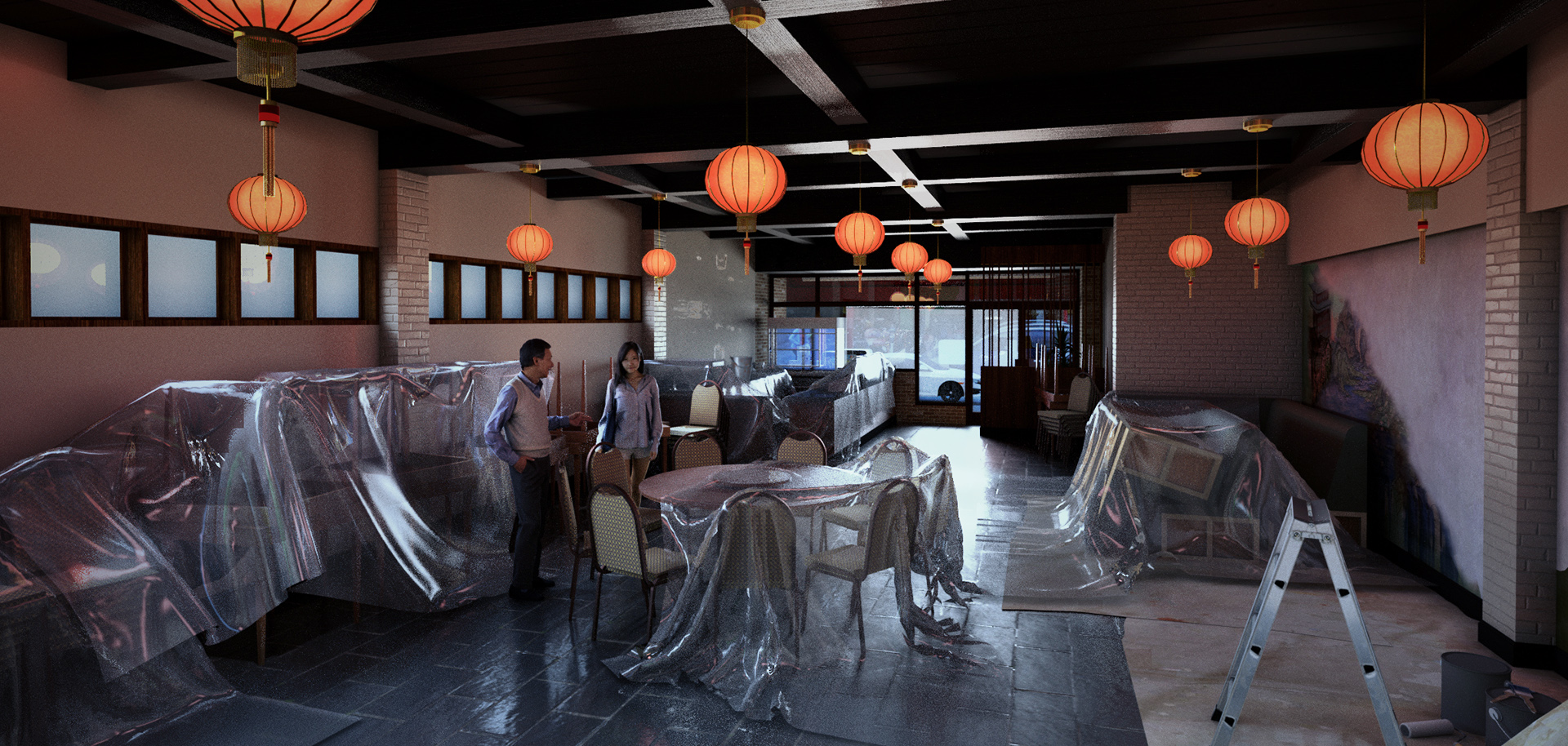 Restaurant renovation concept illustration