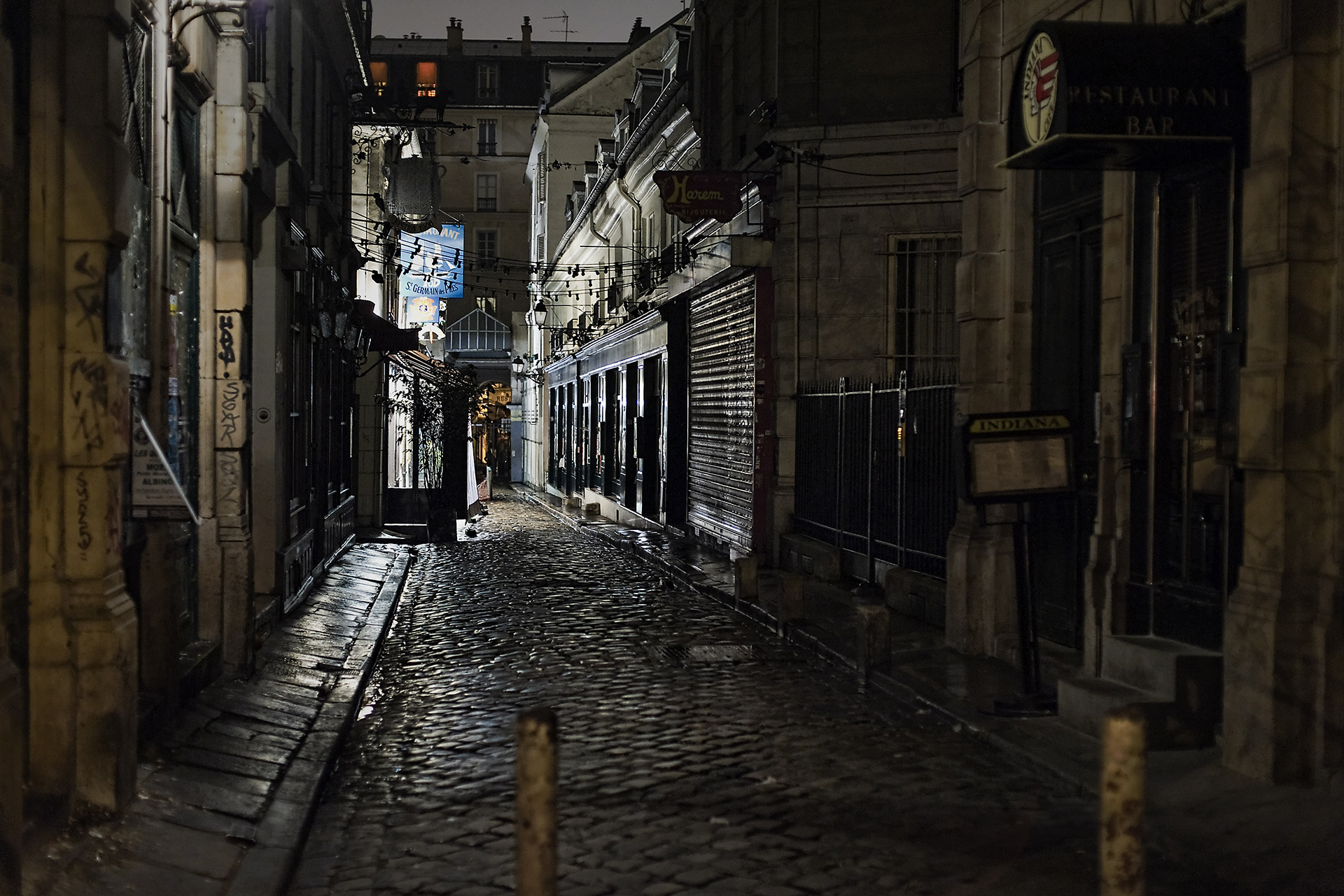 Paris street at night