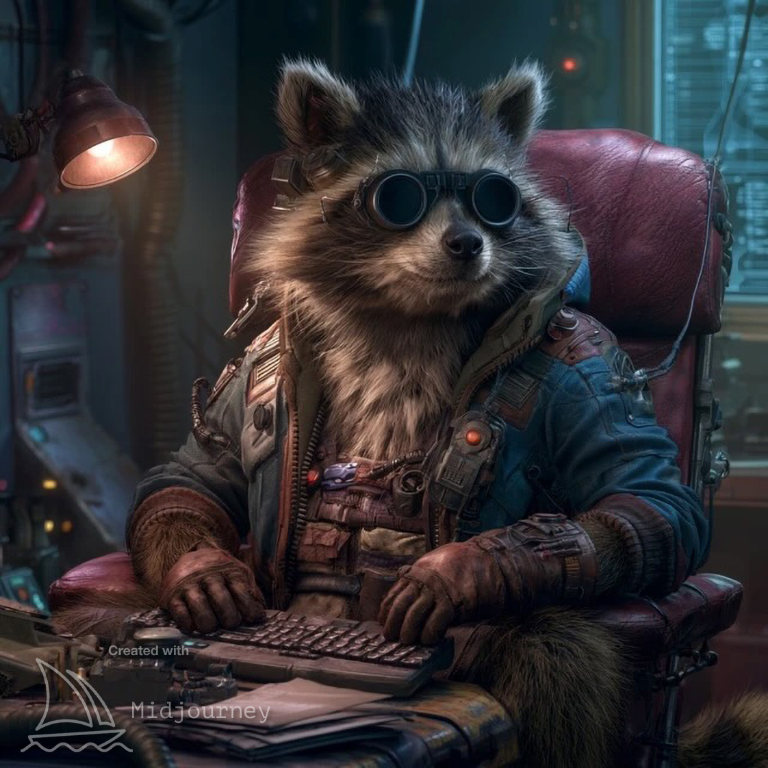 Cyberpunk Raccoon Accountant 04